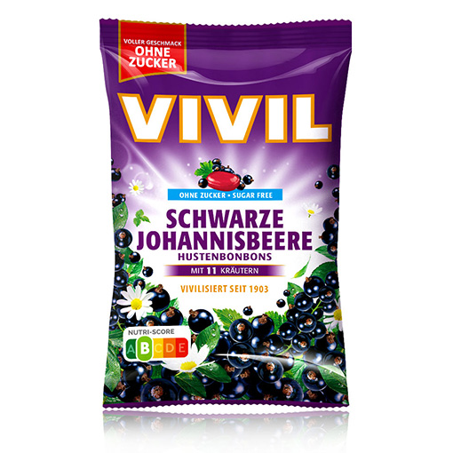 VIVIL Schwarze Johannisbeere Hustenbonbons ohne Zucker | 120g VIVIL Schwarze Johannisbeere Hustenbonbons ohne Zucker | 120g