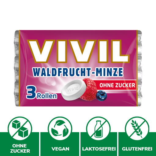 VIVIL Waldfrucht-Minze Pastille ohne Zucker | 3er Pack
