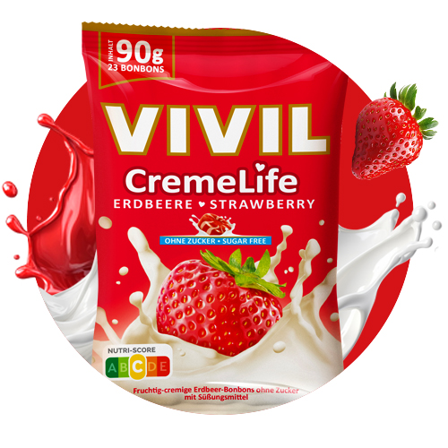 Bonbonbeutel Creme Life Erdbeere mit Milchsplash