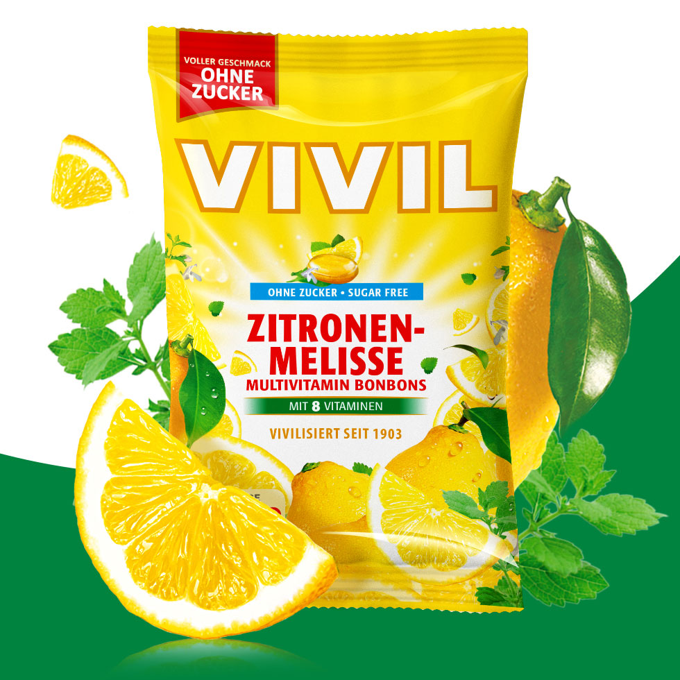 VIVIL Zitronenmelisse Multivitaminbonbons ohne Zucker | 120g VIVIL Zitronenmelisse Multivitaminbonbons ohne Zucker | 120g