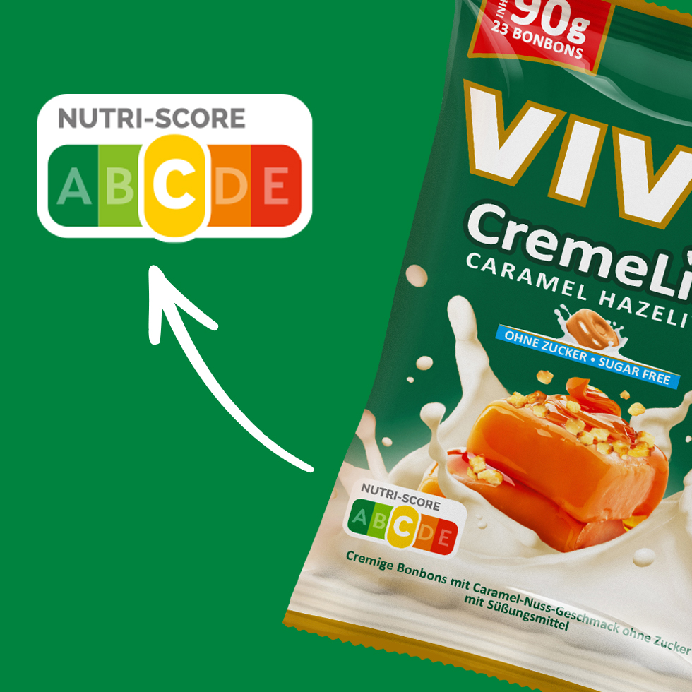VIVIL Creme Life Hazelitos Bonbonverpackung mit Nutriscore