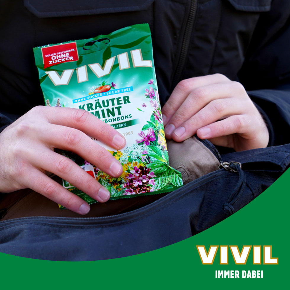 VIVIL Kräuter-Mint Hustenbonbons ohne Zucker | 15 Beutel VIVIL Kräuter-Mint Hustenbonbons ohne Zucker | 15 Beutel