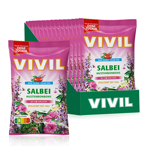 VIVIL Salbei Hustenbonbons ohne Zucker | 15 Beutel VIVIL Salbei Hustenbonbons ohne Zucker | 15 Beutel