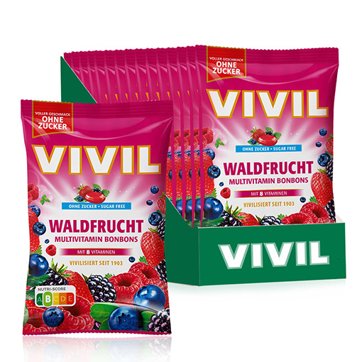 VIVIL Waldfrucht Multivitaminbonbons ohne Zucker | 15 Beutel VIVIL Waldfrucht Multivitaminbonbons ohne Zucker | 15 Beutel