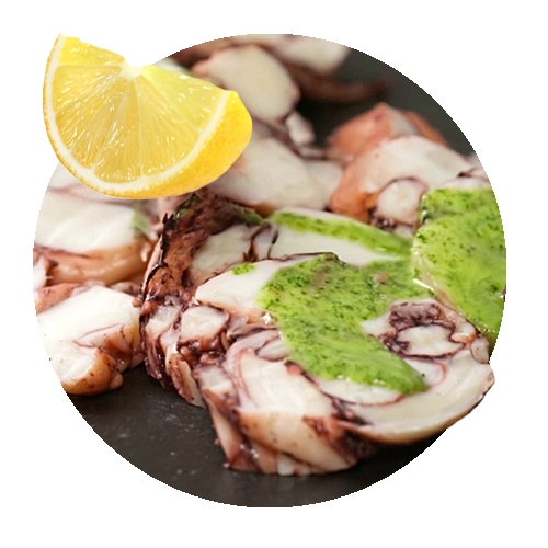 VIVIL Cuisine Oktopus Oktopus Carpaccio Scheiben