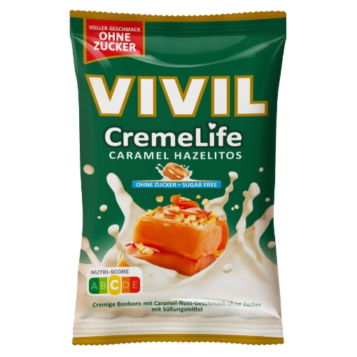 VIVIL Creme Life Caramel Hazelitos Sahnebonbons ohne Zucker | 90g VIVIL Creme Life Caramel Hazelitos Sahnebonbons ohne Zucker | 90g
