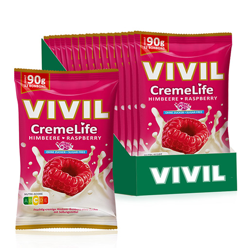 VIVIL Creme Life Himbeere Bonbonverpackung VIVIL Creme Life Himbeere Bonbonverpackung