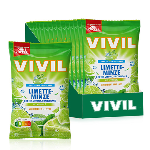 VIVIL Limette-Minze Erfrischungsbonbons ohne Zucker | 15 Beutel VIVIL Limette-Minze Erfrischungsbonbons ohne Zucker | 15 Beutel