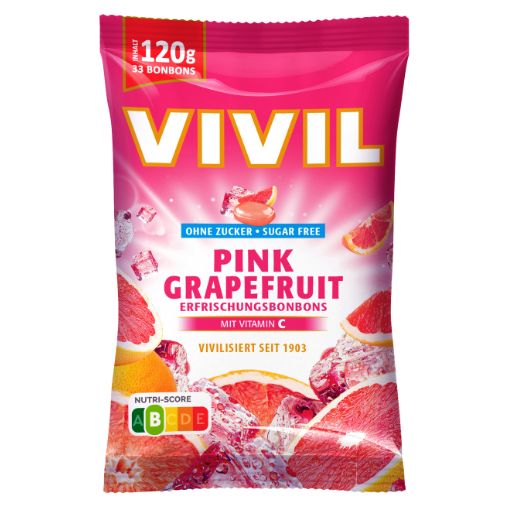 VIVIL Pink Grapefruit Erfrischungsbonbons ohne Zucker | 120g VIVIL Pink Grapefruit Erfrischungsbonbons ohne Zucker | 120g