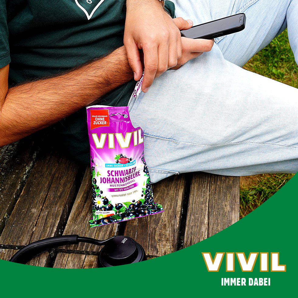 VIVIL Schwarze Johannisbeere Hustenbonbons ohne Zucker | 120g VIVIL Schwarze Johannisbeere Hustenbonbons ohne Zucker | 120g